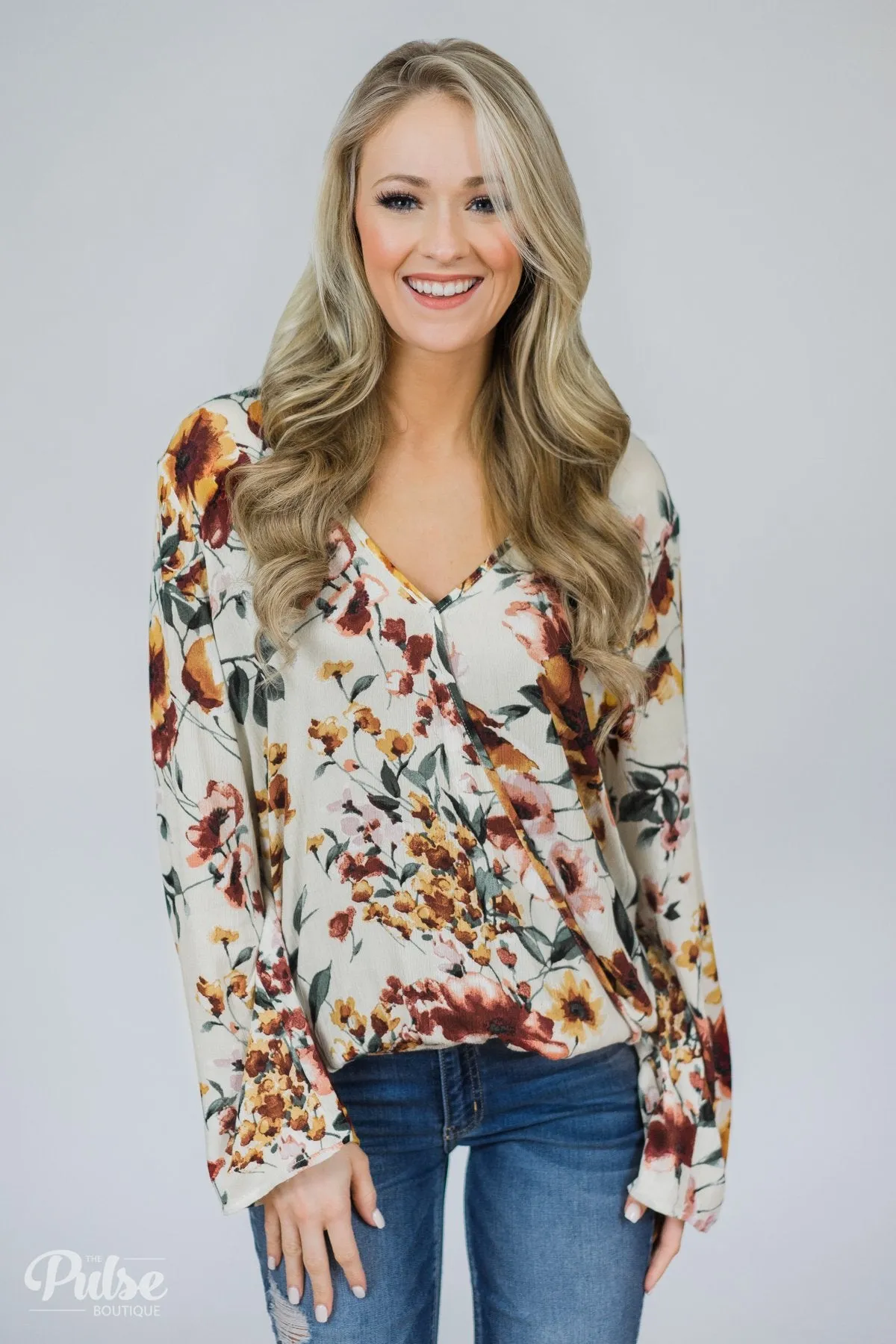 That's A Wrap Floral Top- Ivory