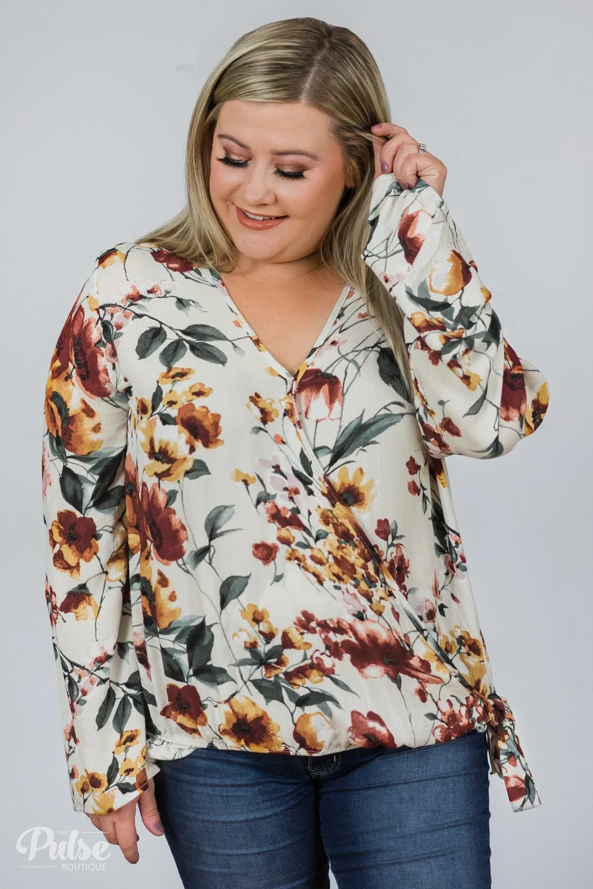 That's A Wrap Floral Top- Ivory