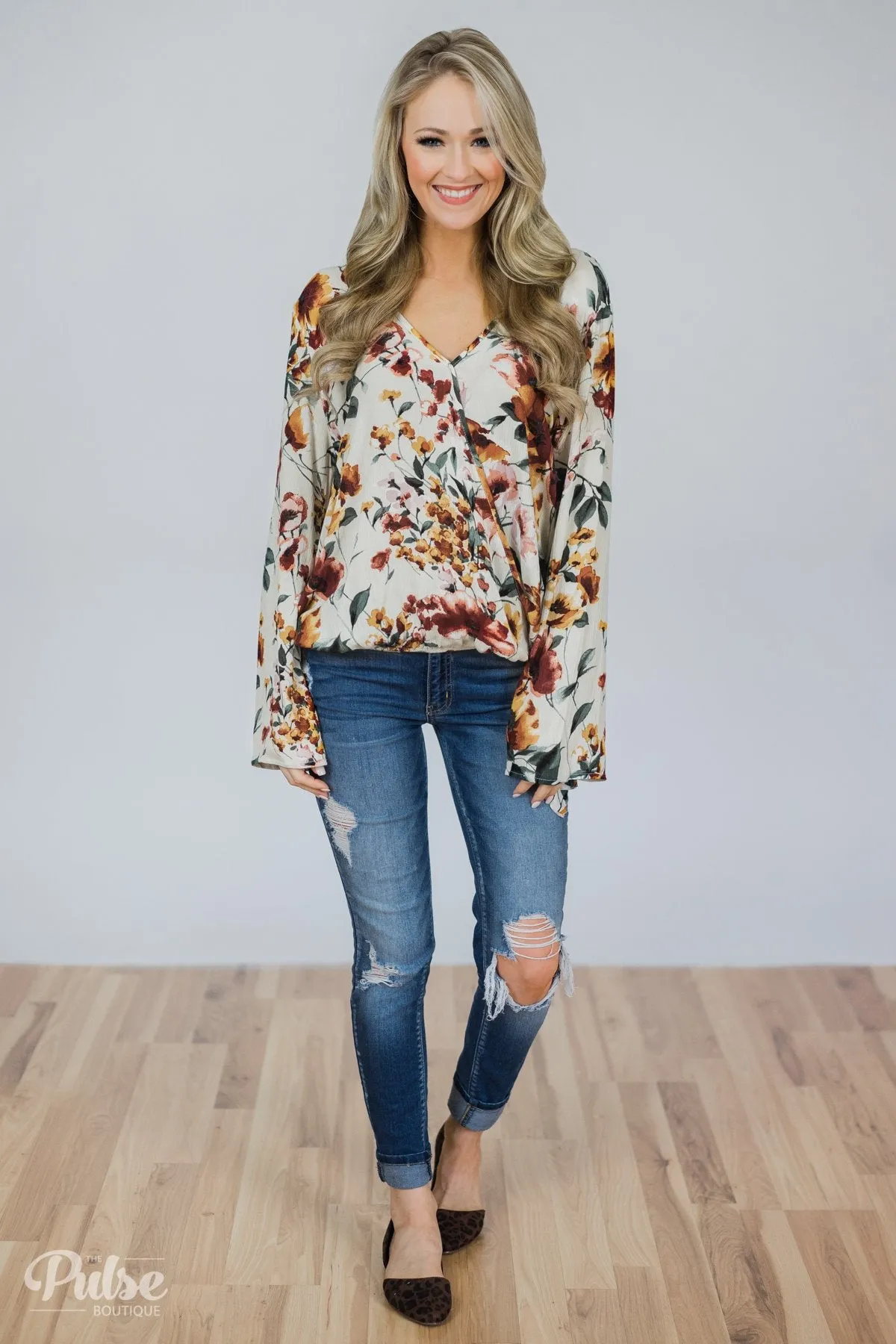 That's A Wrap Floral Top- Ivory