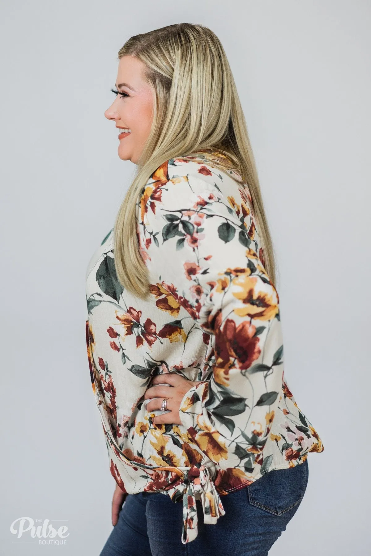 That's A Wrap Floral Top- Ivory