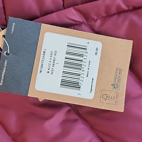 The North Face Women's Alpz 2.0 full zip Puffer Down Vest deep garnet red sz s