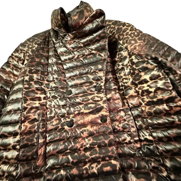Think Royln Urban Animal Print Marilyn Puffer Down Pea Coat Womens Sz M Gorpcore