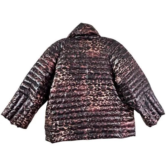 Think Royln Urban Animal Print Marilyn Puffer Down Pea Coat Womens Sz M Gorpcore