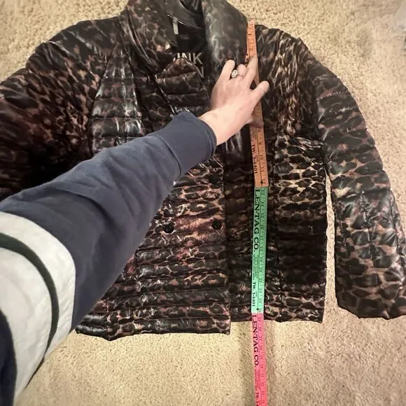 Think Royln Urban Animal Print Marilyn Puffer Down Pea Coat Womens Sz M Gorpcore