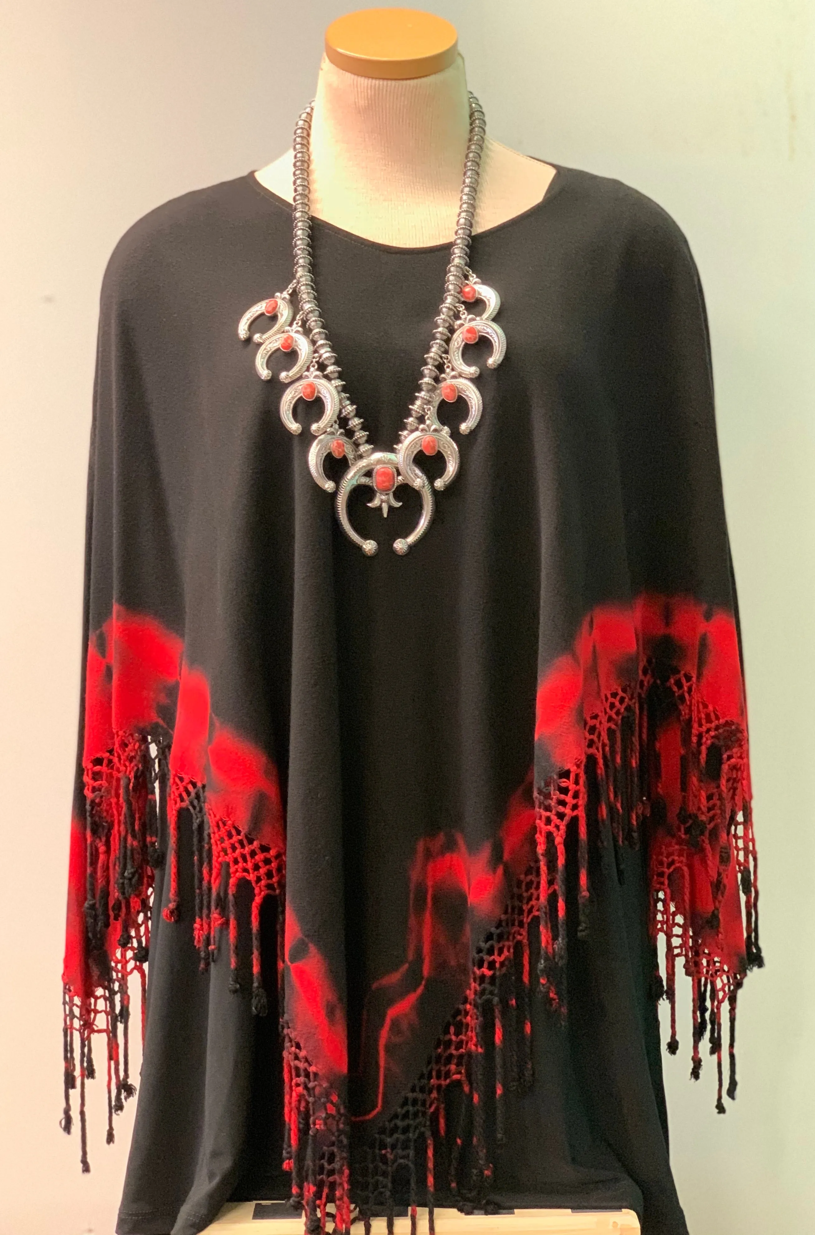 Tie Dye Fringed Ponchos