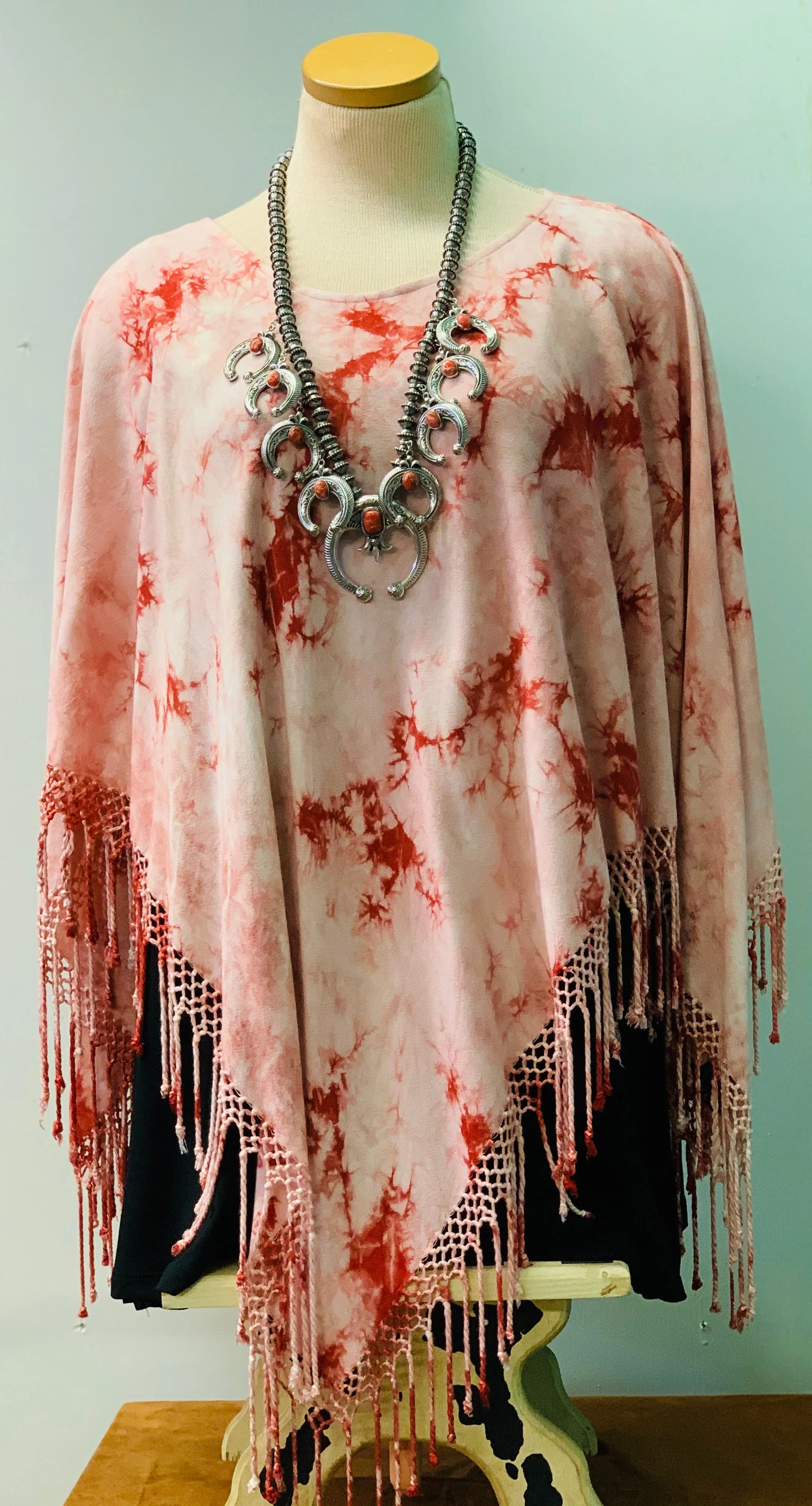 Tie Dye Fringed Ponchos
