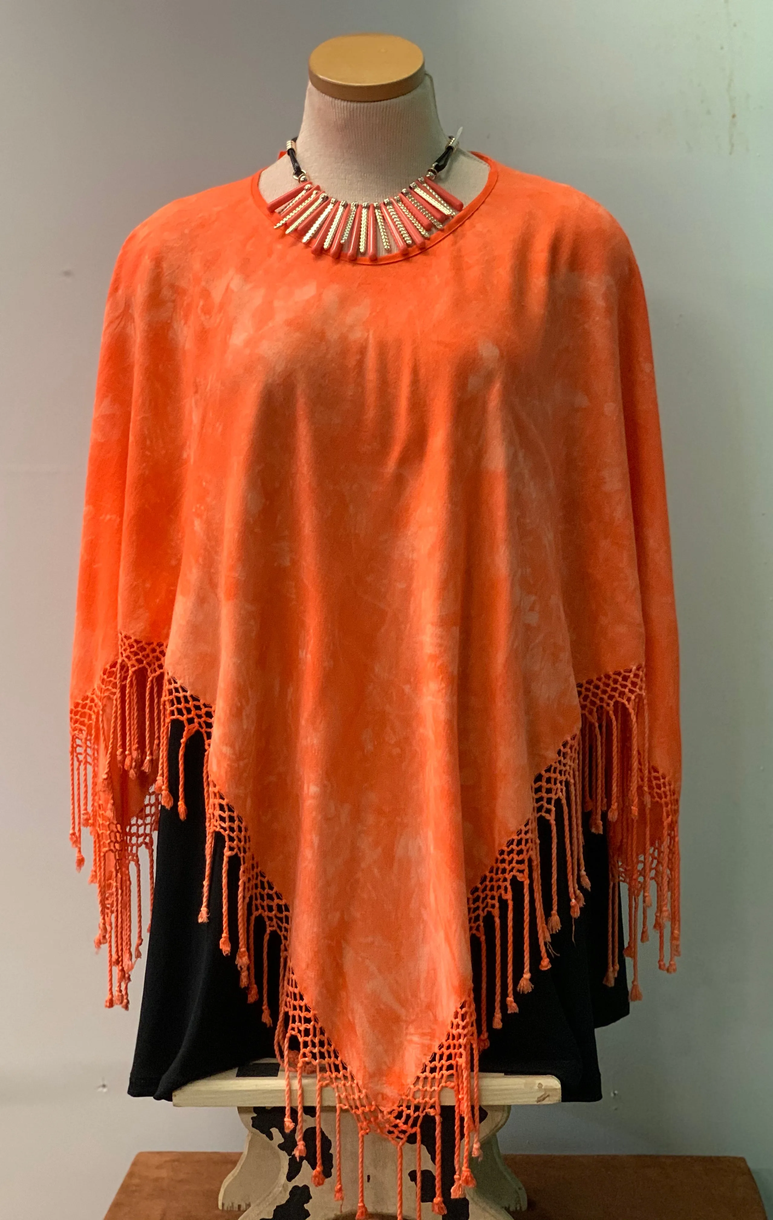 Tie Dye Fringed Ponchos