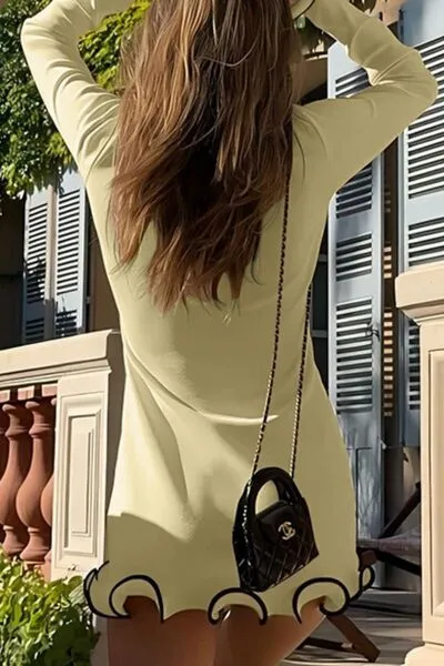 Trim Long Sleeve Mini Dress