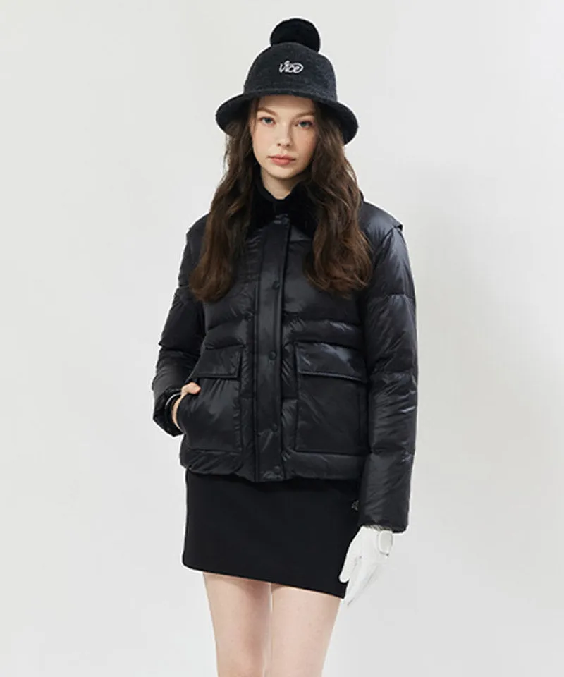 Vice Golf Atelier Women's Detachable Collar Down Jacket - Black
