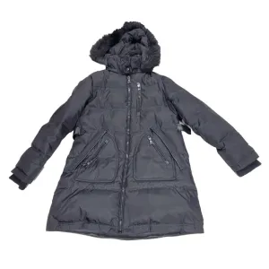 Vince Camuto Puffer Coat Womens Size Medium Black Faux Fur Goose Down Winter