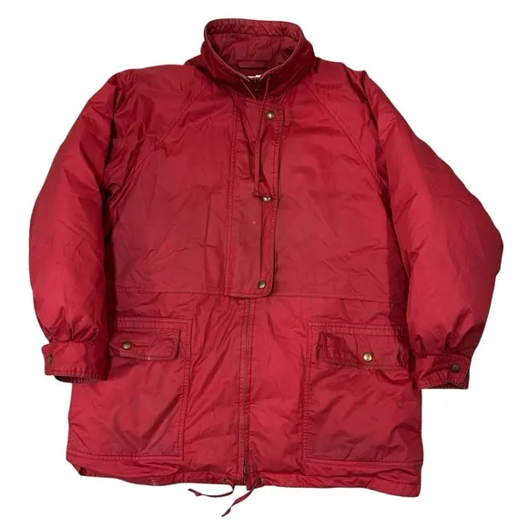 Vintage Eddie Bauer Goose Down Puffer Jacket Women's Large Red Full Zip
