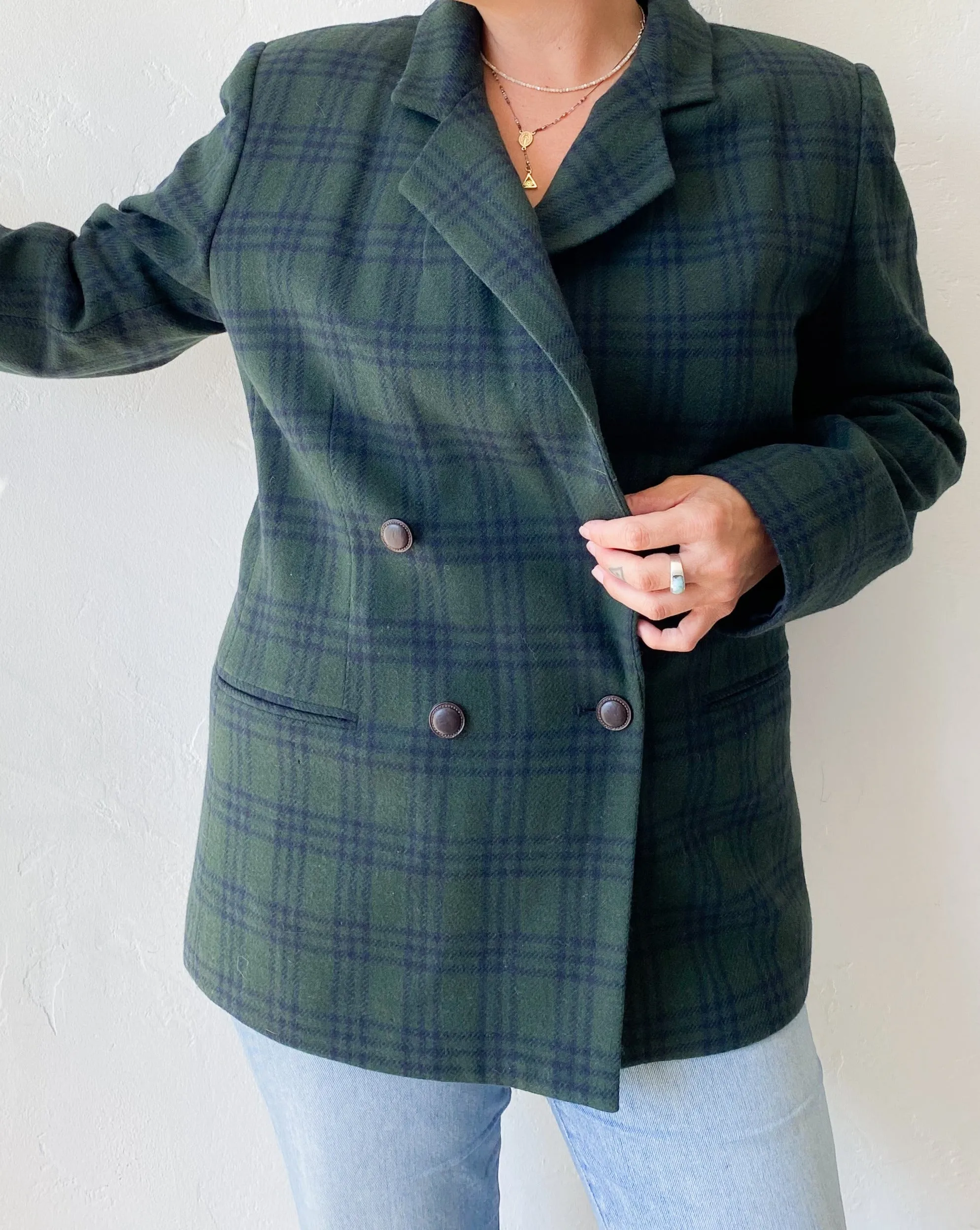Vintage Green Plaid Blazer