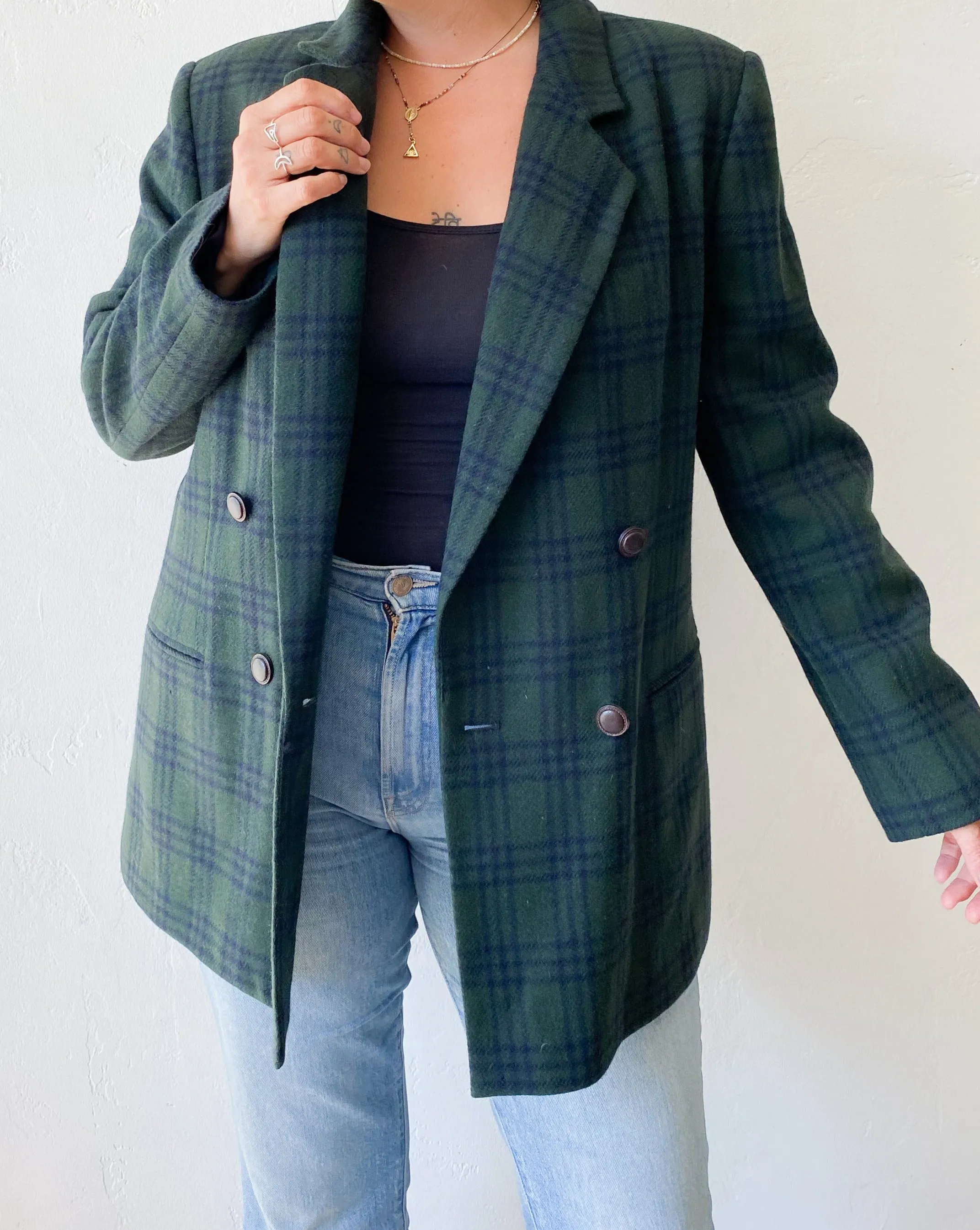 Vintage Green Plaid Blazer