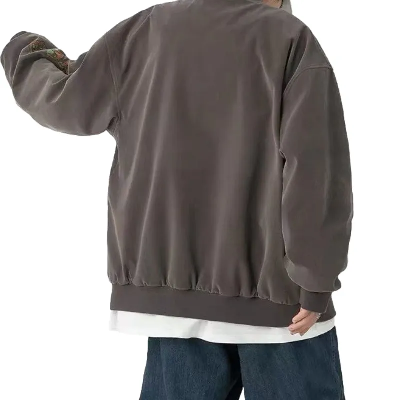 Vintage Letter Print Baseball Jacket
