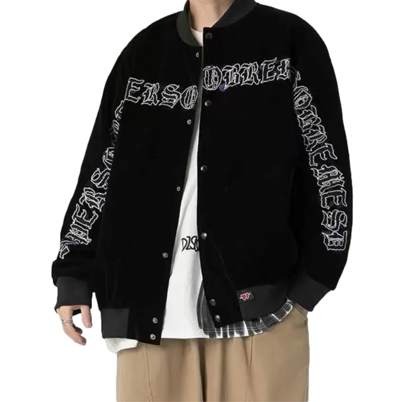 Vintage Letter Print Baseball Jacket