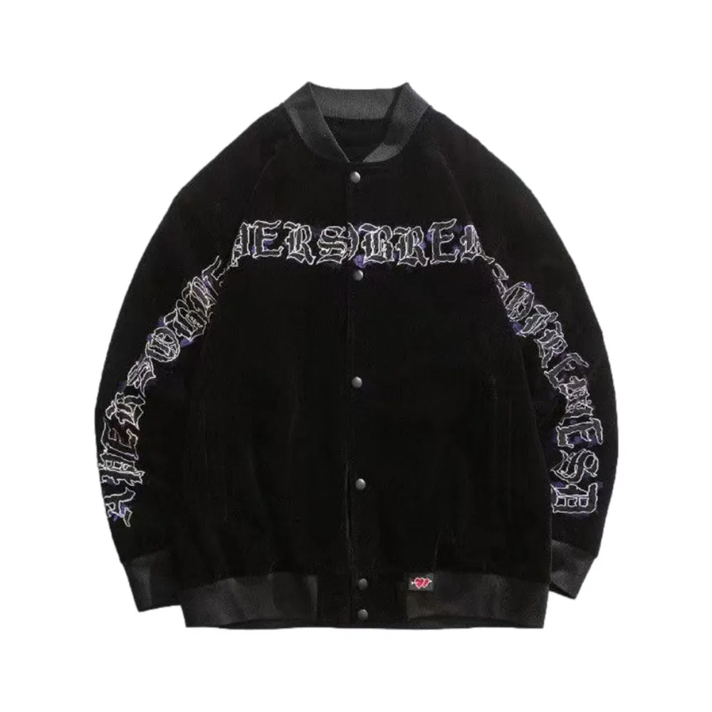 Vintage Letter Print Baseball Jacket