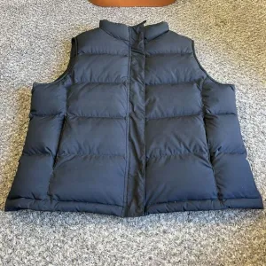 Vintage L.L. Bean Women's Puffer Down Vest Jacket Size XL Black Zip Snap Quilted