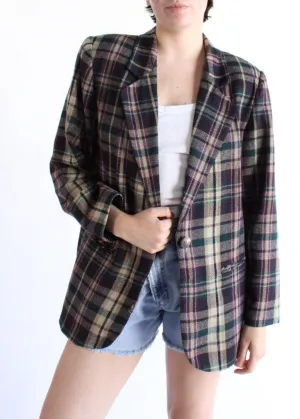 Vintage Plaid Blazer S0582