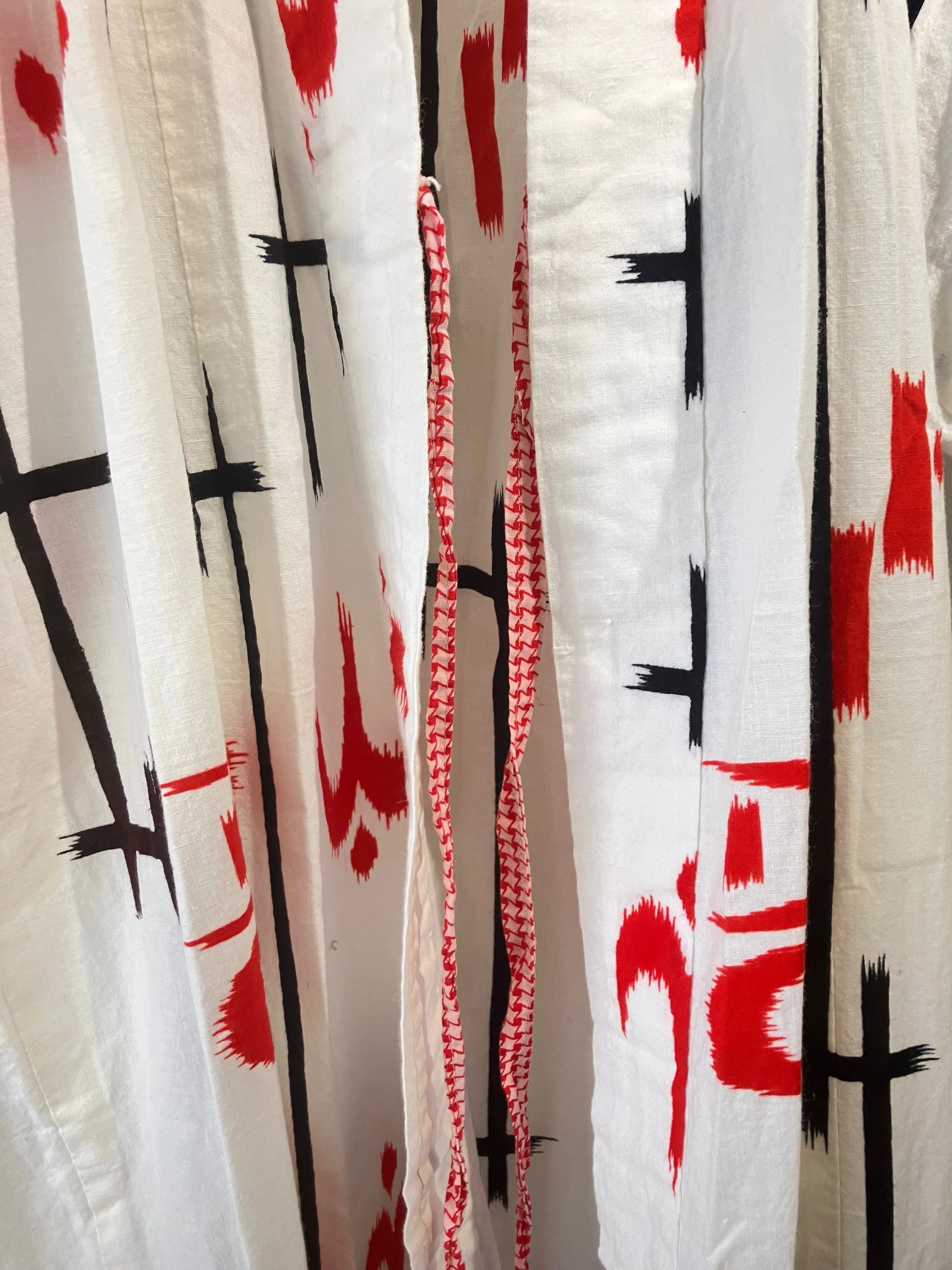 Vintage Red White Black Cotton Kimono