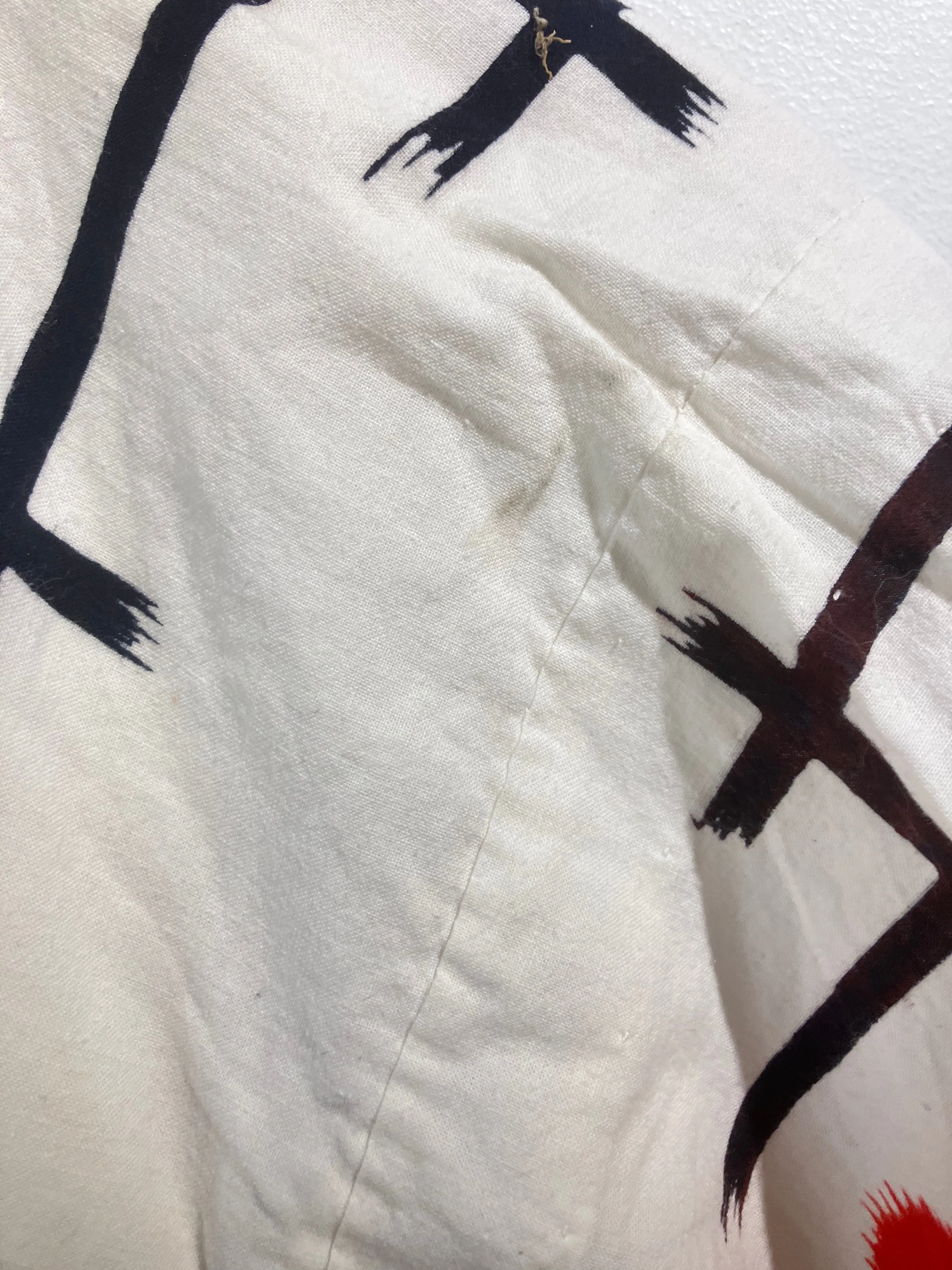 Vintage Red White Black Cotton Kimono