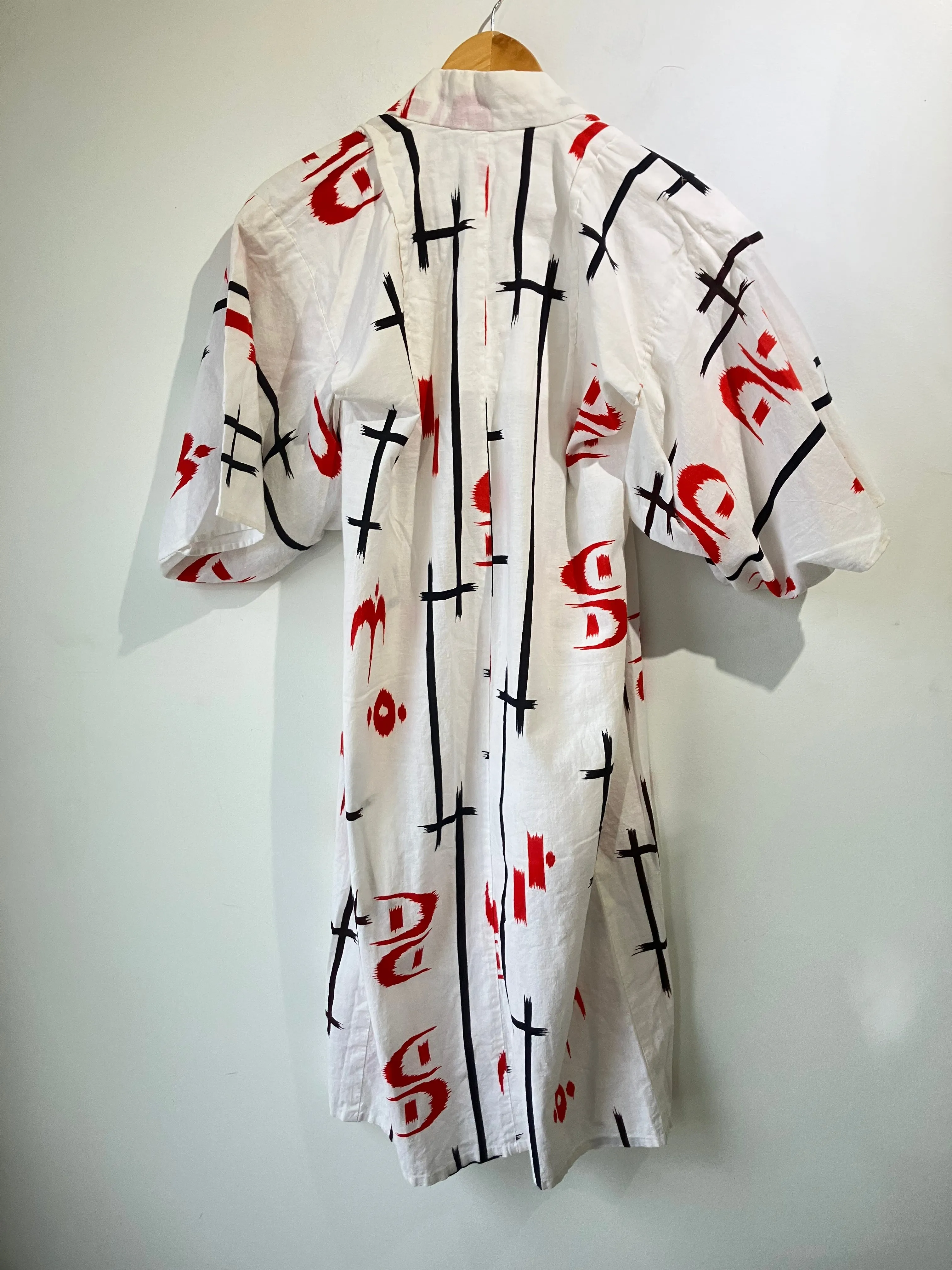 Vintage Red White Black Cotton Kimono
