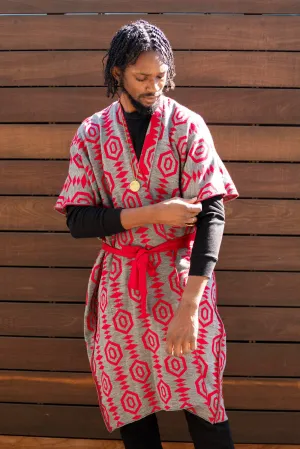 Wakanda Kimono- Grey/Red