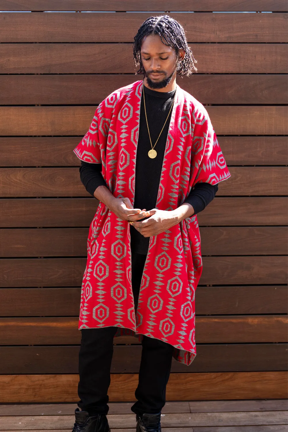 Wakanda Kimono- Grey/Red