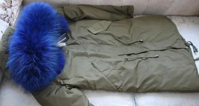 Winter Jacket Women 2018 Large Real Raccoon Fur Hooded White Duck Down Jacket Thick Warm Loose Female Parkas Women Winter Coat