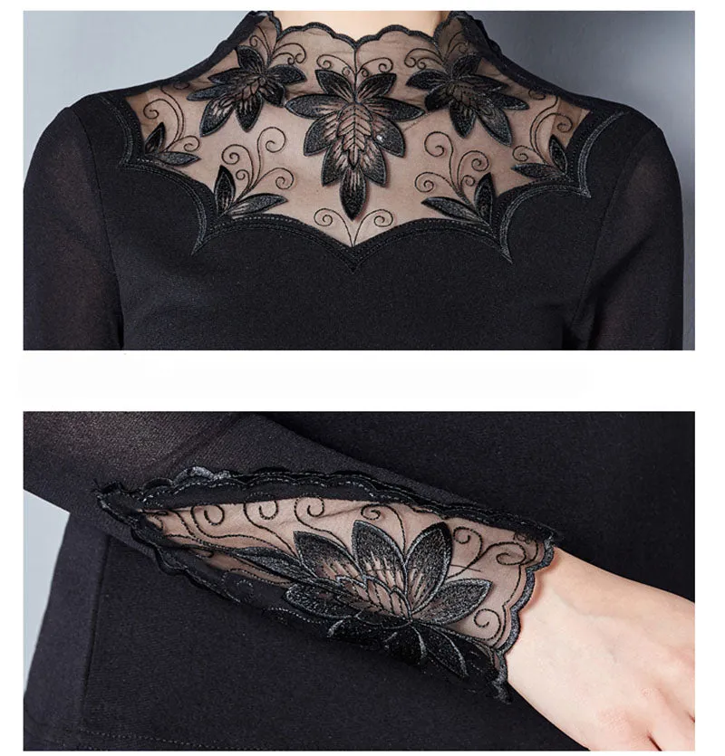 Women Blouse/Casual Long Sleeve Patchwork Spliced Turtleneck Tops