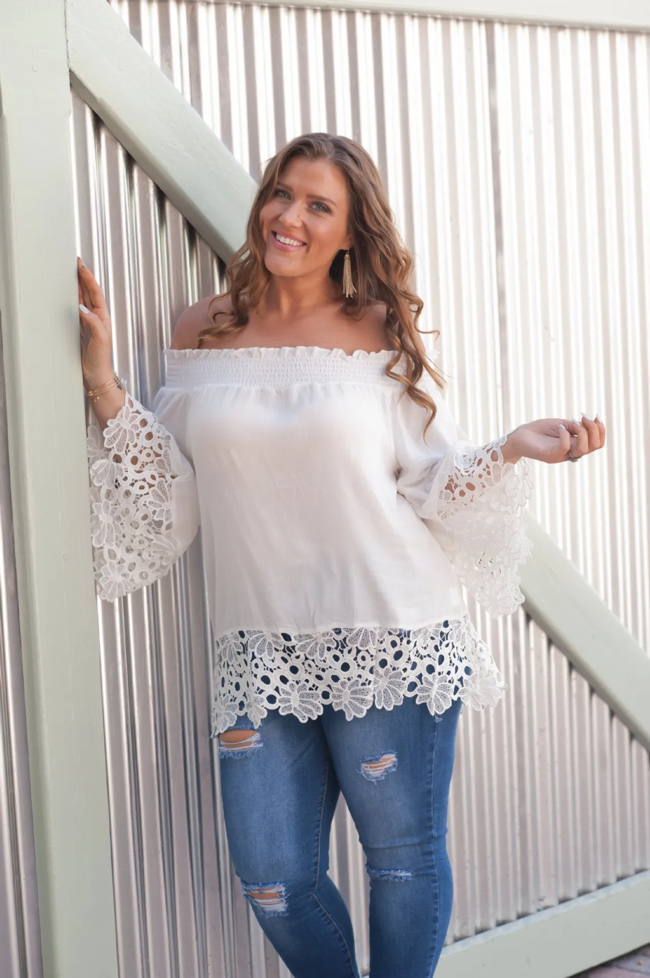 Women Sexy One Shoulder Lace Stitching Long Sleeve Loose Cuffs Shirt Blouses