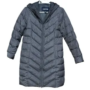 Women’s Lands' End Down Line Heather Grey Puffer Coat Size Petite Small