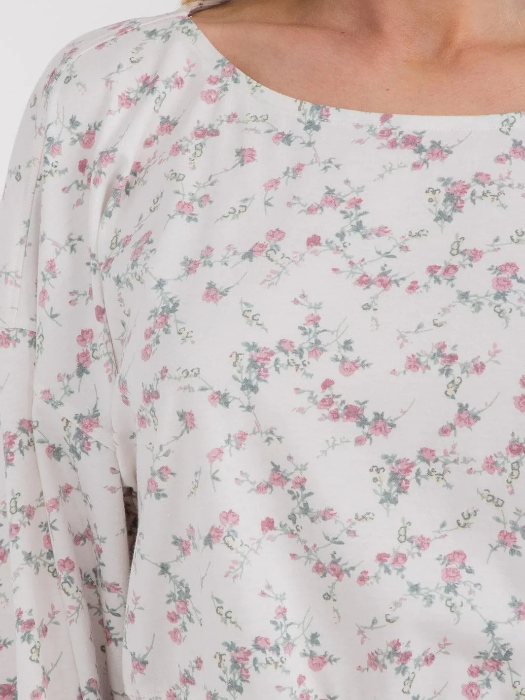 WOMEN'S LONG BALLOON SLEEVE FLORAL BLOUSE