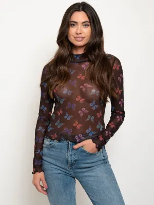 WOMEN'S LONG SLEEVE BUTTERFLY TOP