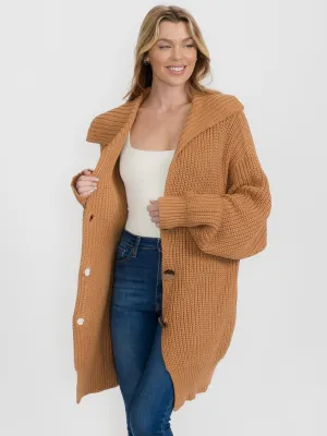 WOMEN'S LONG SLEEVE BUTTON CLOSURE KINT CARDIGAN