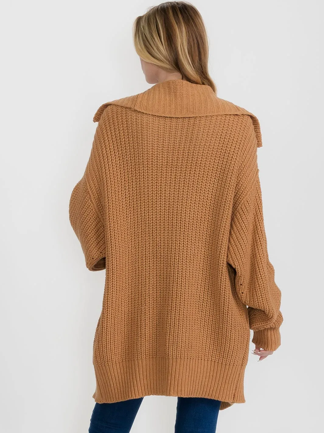 WOMEN'S LONG SLEEVE BUTTON CLOSURE KINT CARDIGAN