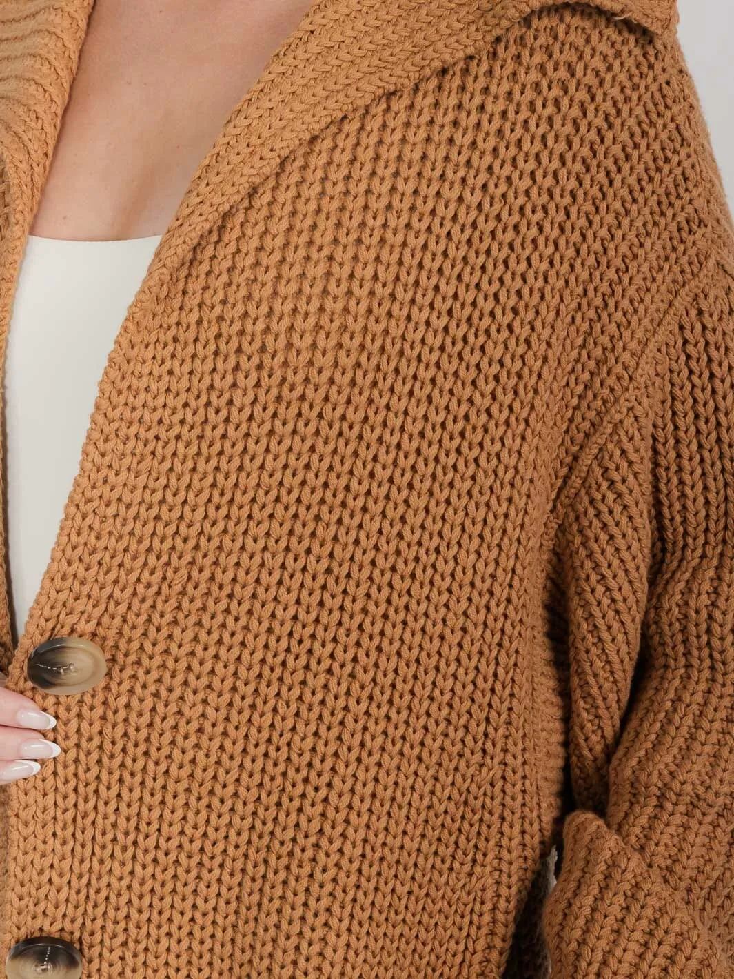 WOMEN'S LONG SLEEVE BUTTON CLOSURE KINT CARDIGAN