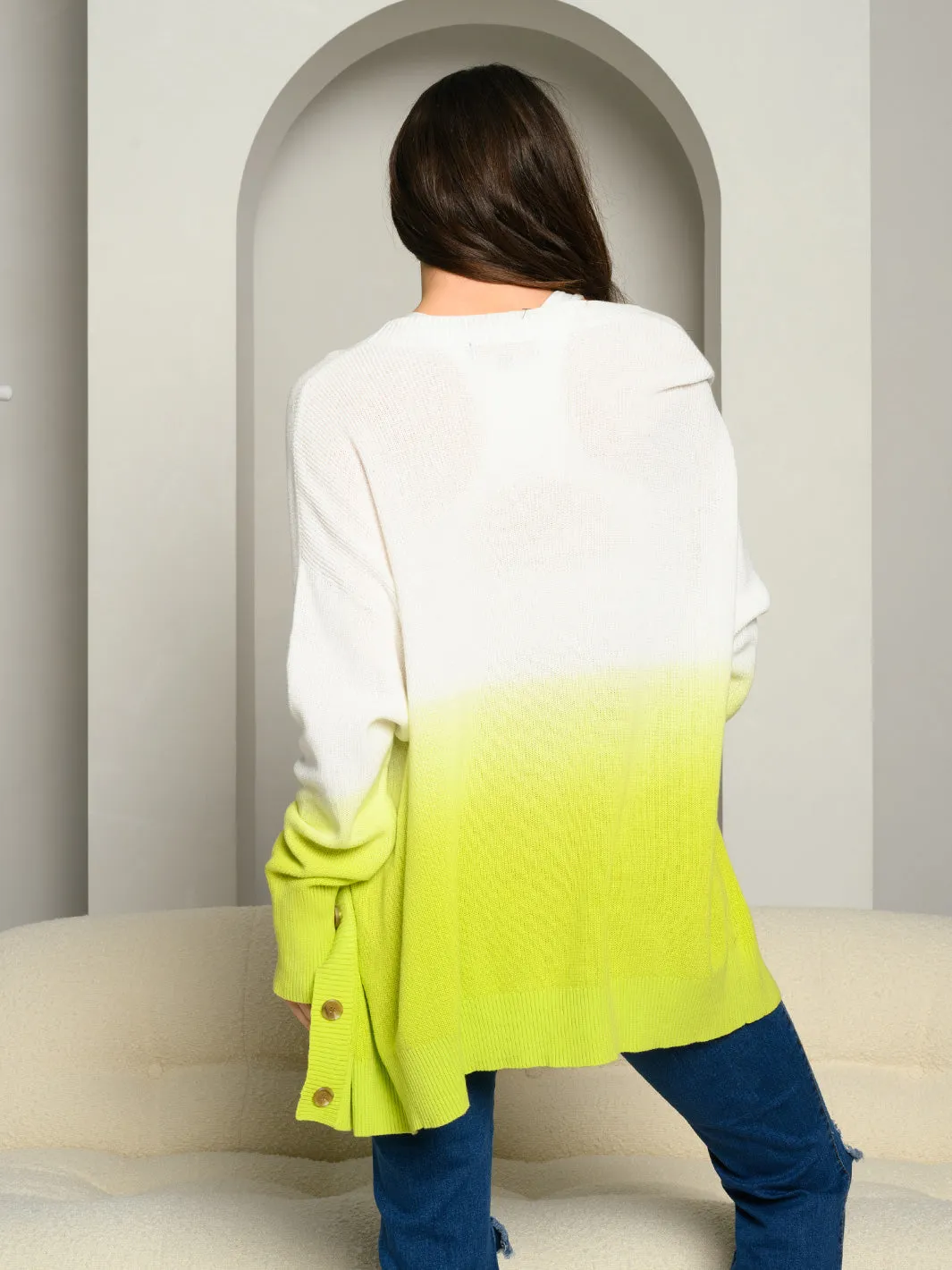 WOMEN'S LONG SLEEVE BUTTON UP COLOR BLOCK SWEATER CARDIGAN