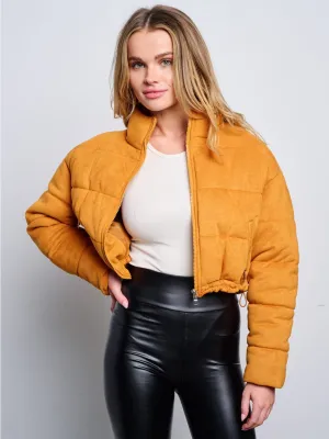 WOMEN'S LONG SLEEVE FRONT POCKETS ZIP UP PUFFER JACKET