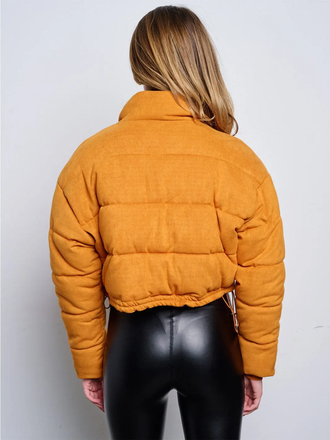 WOMEN'S LONG SLEEVE FRONT POCKETS ZIP UP PUFFER JACKET
