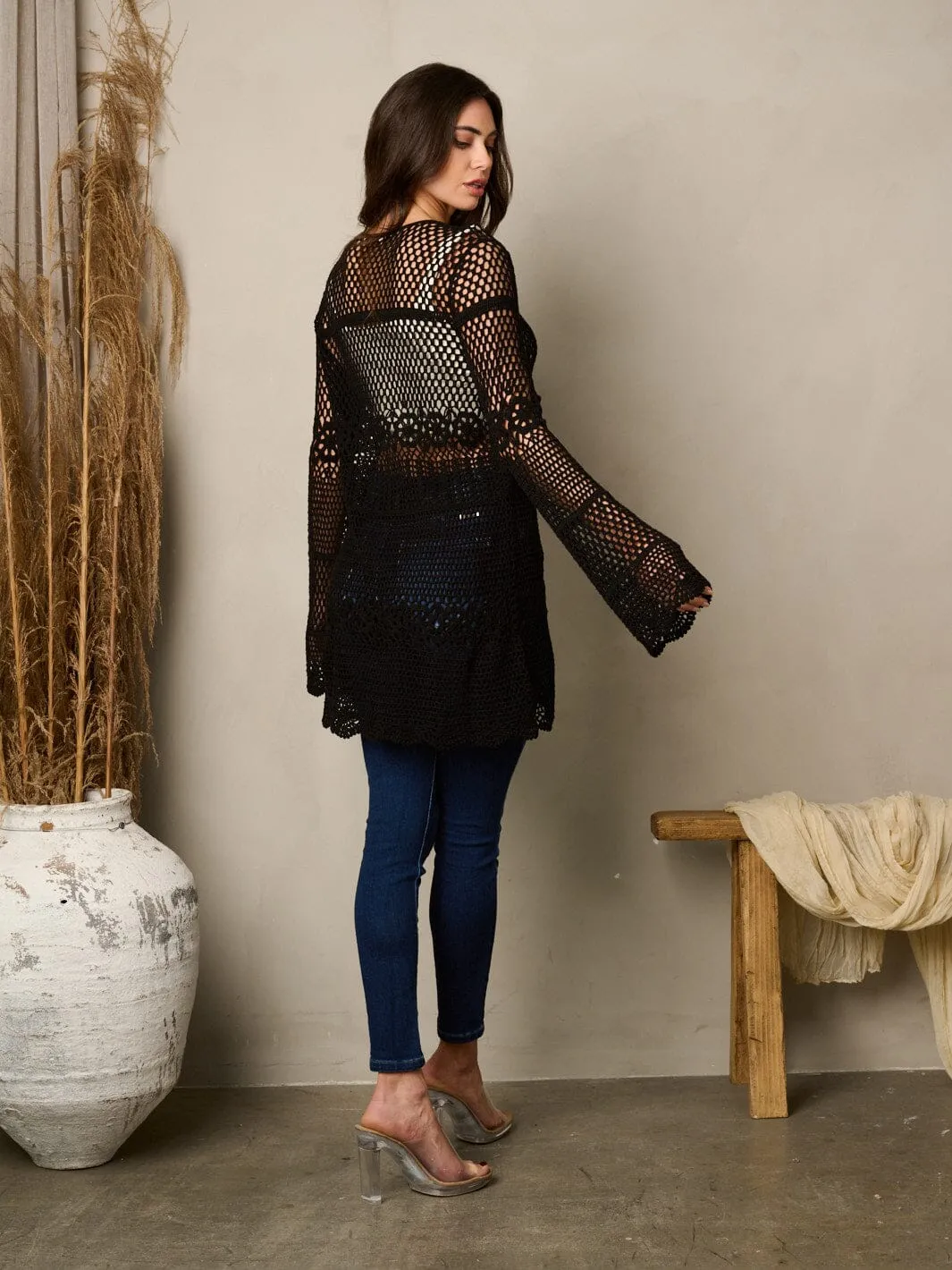 WOMEN'S LONG SLEEVE FRONT TIE CARDIGAN