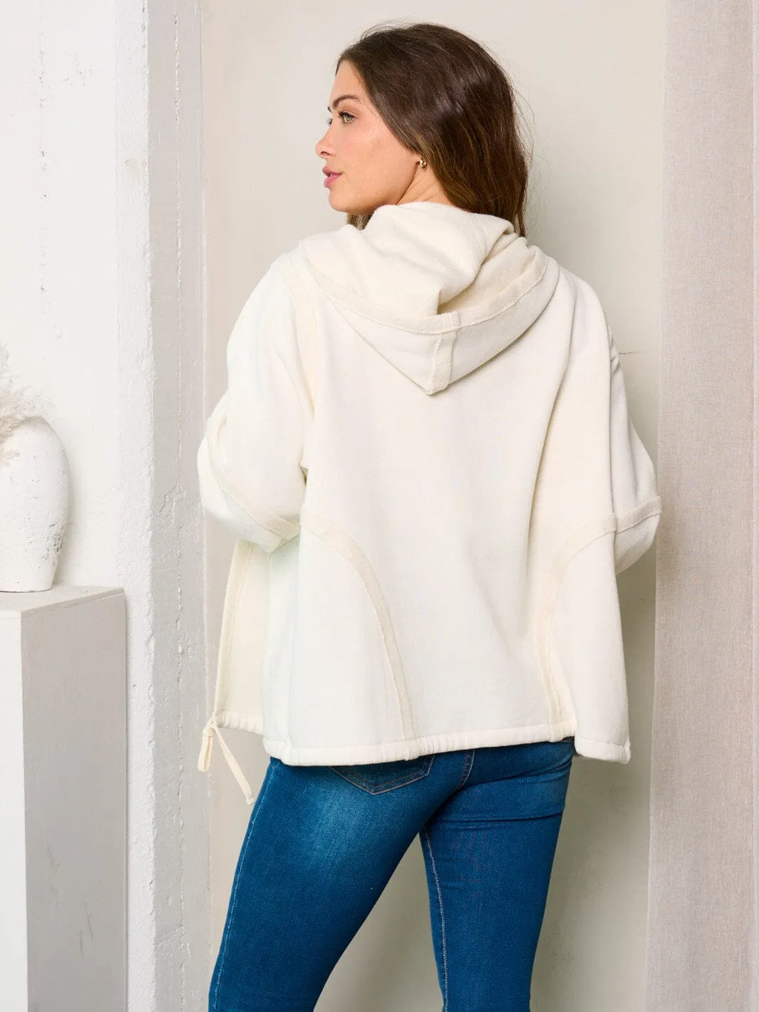 WOMEN'S LONG SLEEVE HOODED OPEN FRONT CARDIGAN