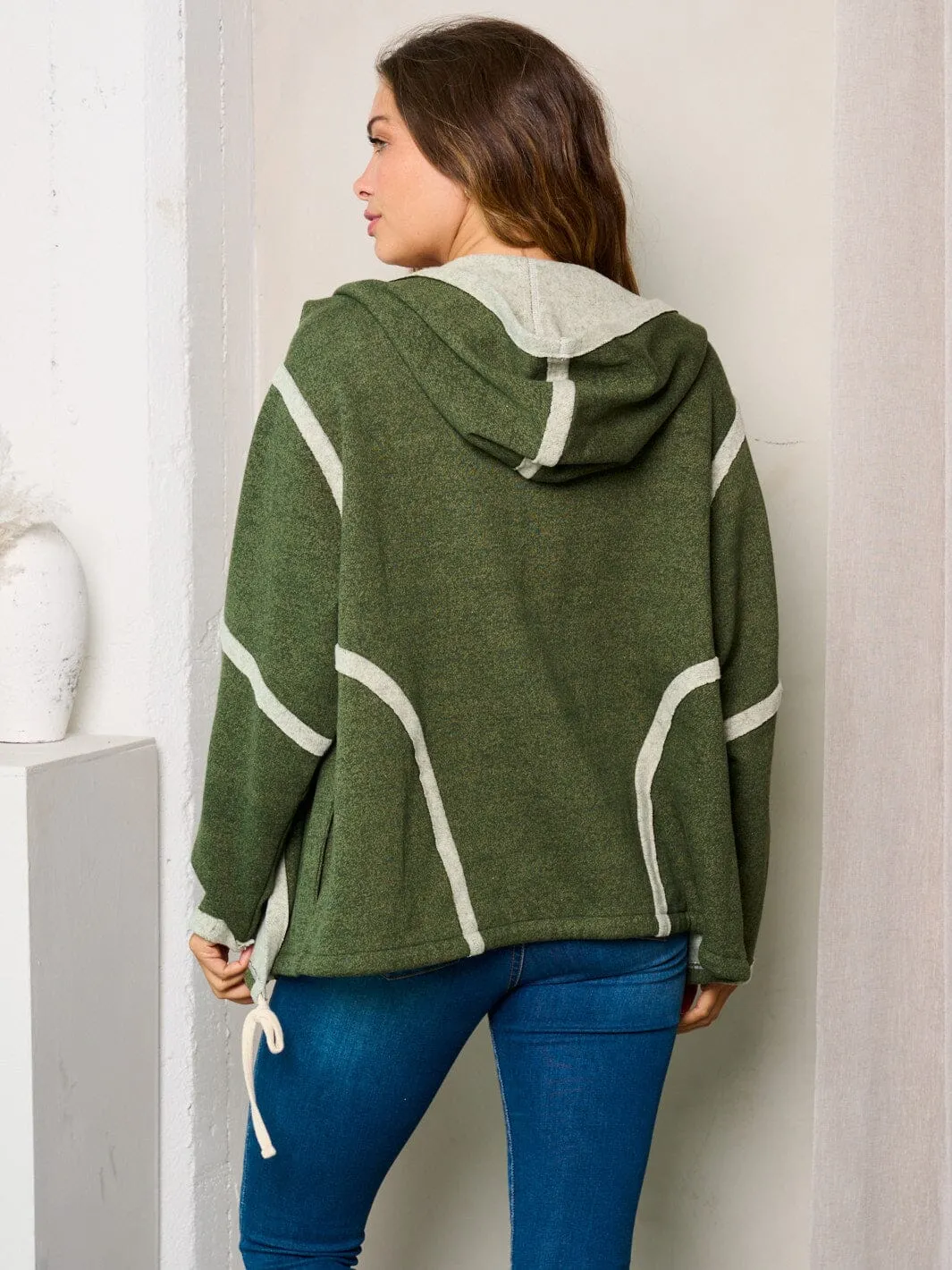WOMEN'S LONG SLEEVE HOODED OPEN FRONT CARDIGAN