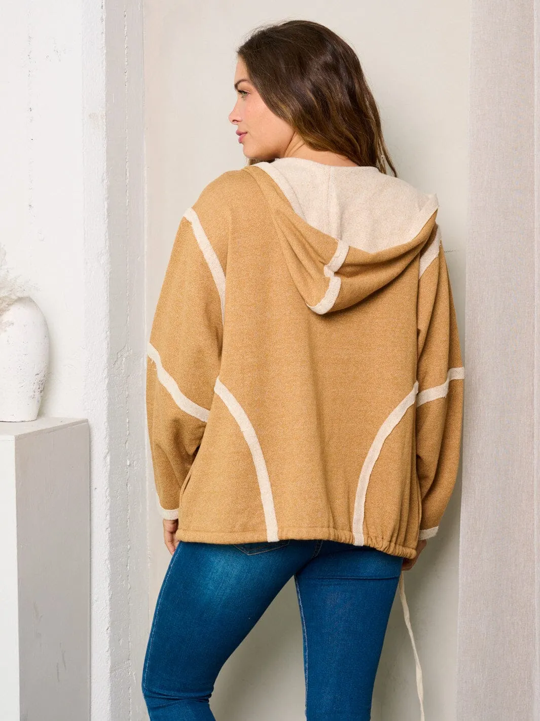 WOMEN'S LONG SLEEVE HOODED OPEN FRONT CARDIGAN