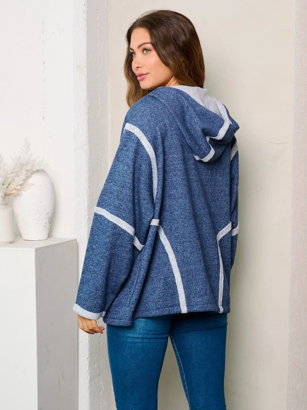 WOMEN'S LONG SLEEVE HOODED OPEN FRONT CARDIGAN