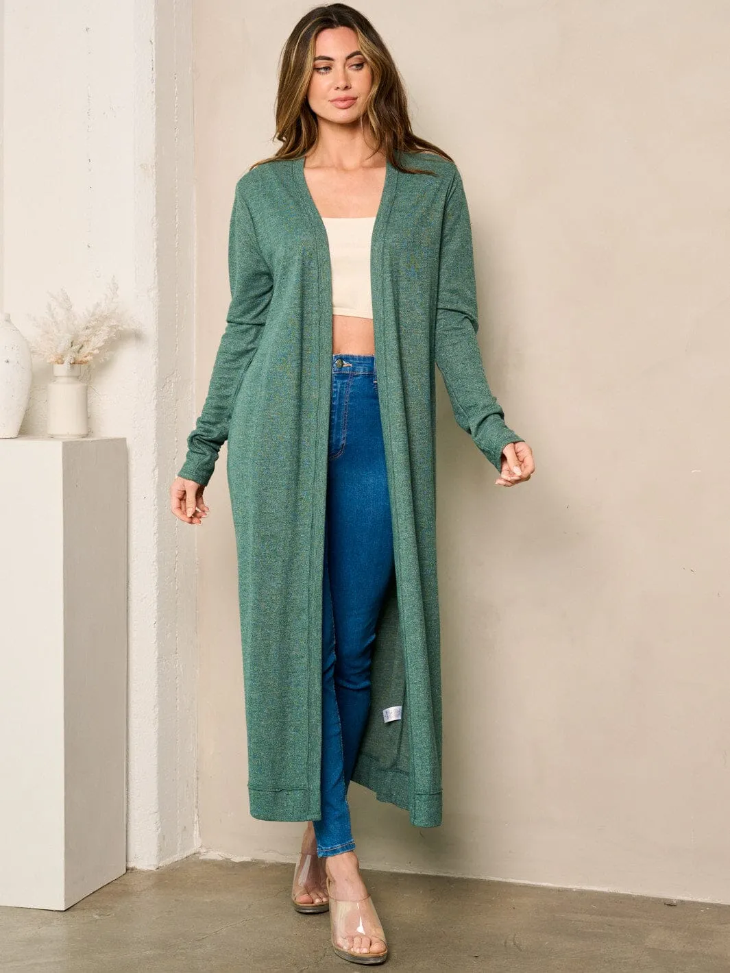 WOMEN'S LONG SLEEVE OPEN FRONT SOLID CARDIGAN