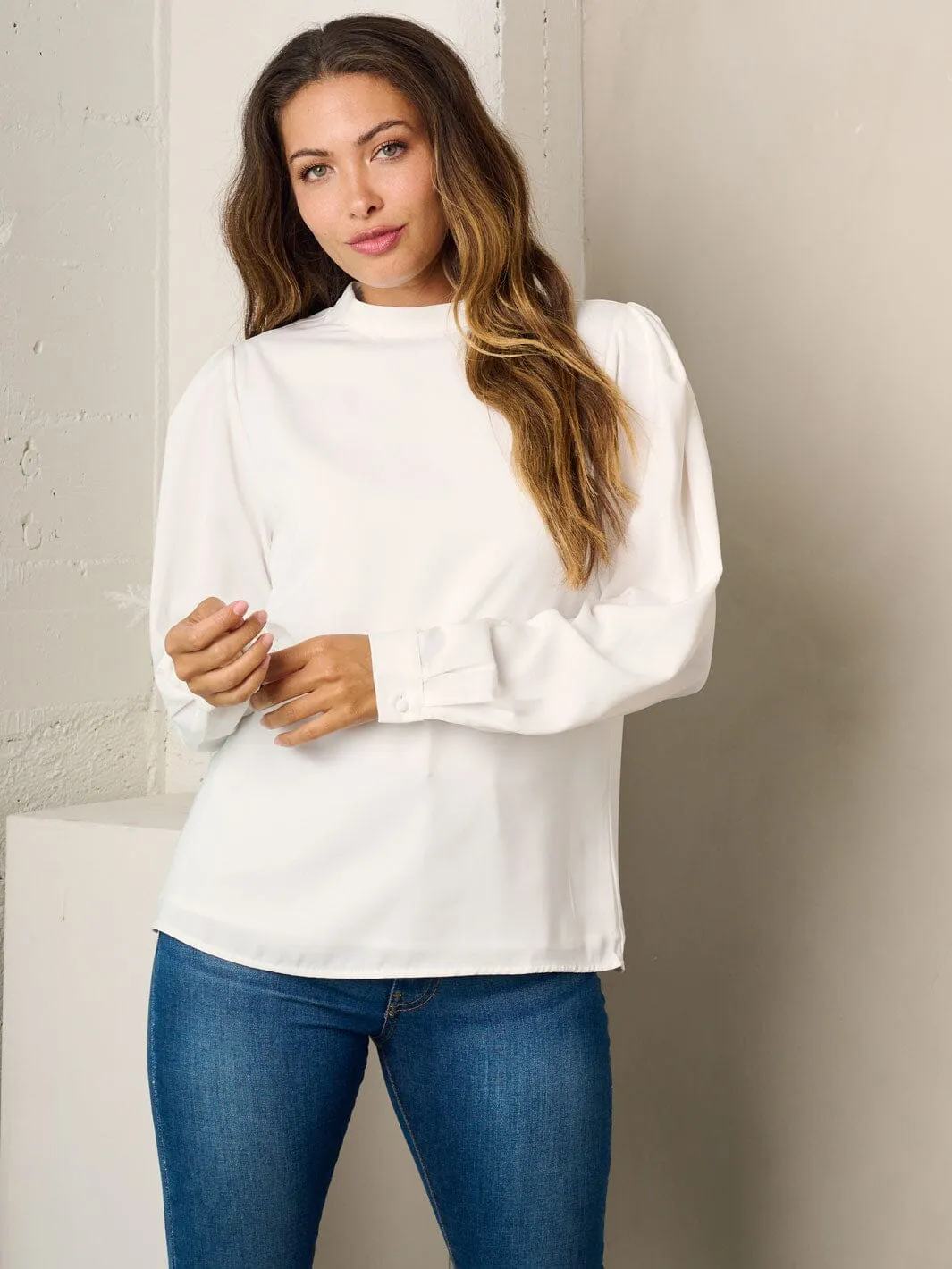 WOMEN'S LONG SLEEVE SOLID BLOUSE TOP