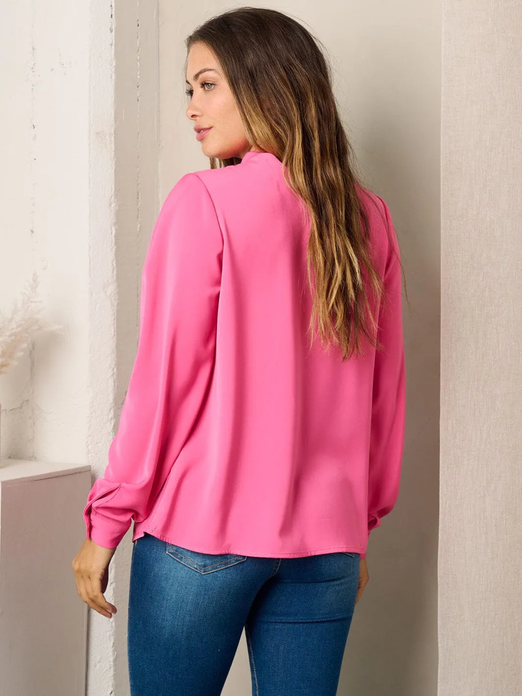 WOMEN'S LONG SLEEVE SOLID BLOUSE TOP