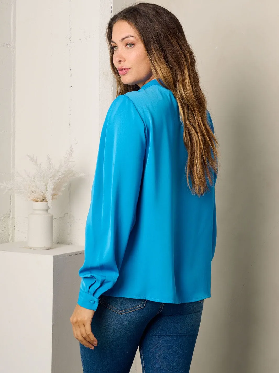 WOMEN'S LONG SLEEVE SOLID BLOUSE TOP