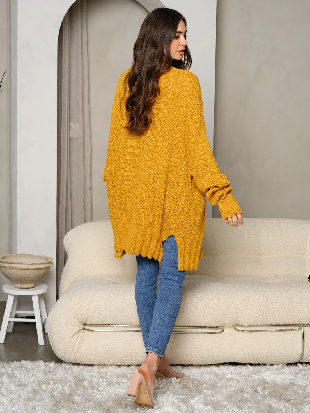 WOMEN'S LONG SLEEVE SOLID KNIT CARDIGAN