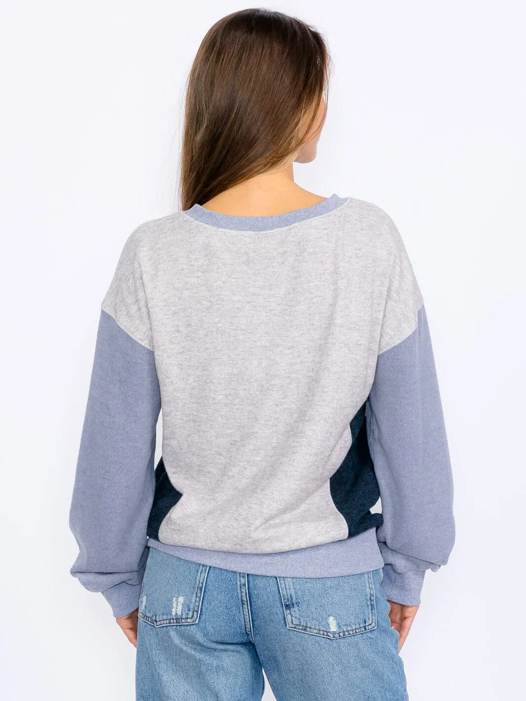 WOMEN'S LONG SLEEVES COLORBLOCK TOP